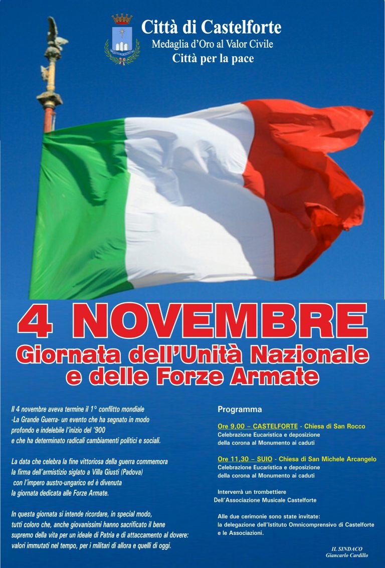 4 NOVEMBRE. Giornata Dell'Unità Nazionale E Delle Forze Armate ...