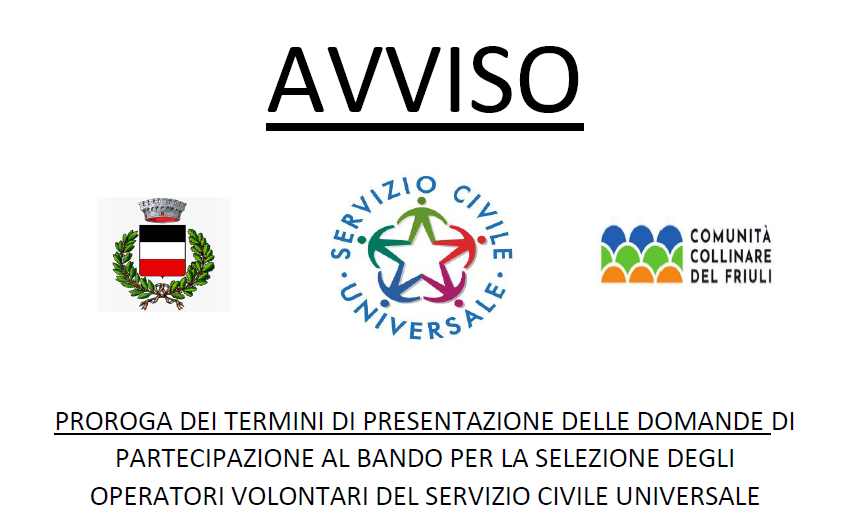 SERVIZIO CIVILE UNIVERSALE Proroga Per Presentare Domanda Fino Al 9