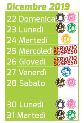 FESTIVITÀ DI NATALE: VARIAZIONE CALENDARIO DELLA RACCOLTA DIFFERENZIATA ...