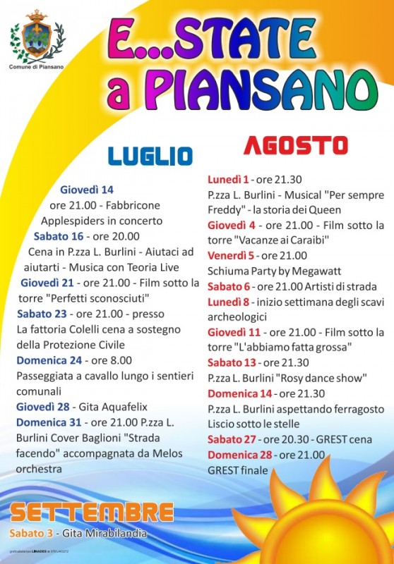 PROGRAMMA ESTATE 2016