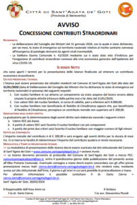 AVVISI ALLA CITTADINANZA - CONCESSIONE CONTRIBUTI STRAORDINARI