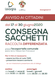 DISTRIBUZIONE SACCHETTI GIUGNO