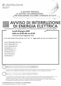 Avviso interruzione energia elettrica